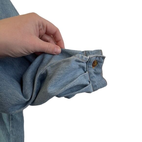 Vintage made in south Africa cropped oversized fit denim button down M - Picture 12 of 16